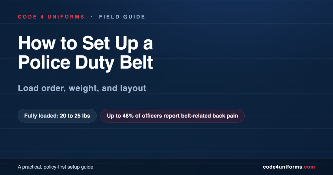 How to set up a police duty belt: load order, weight, and layout. Fully loaded belts weigh 20 to 25 pounds.