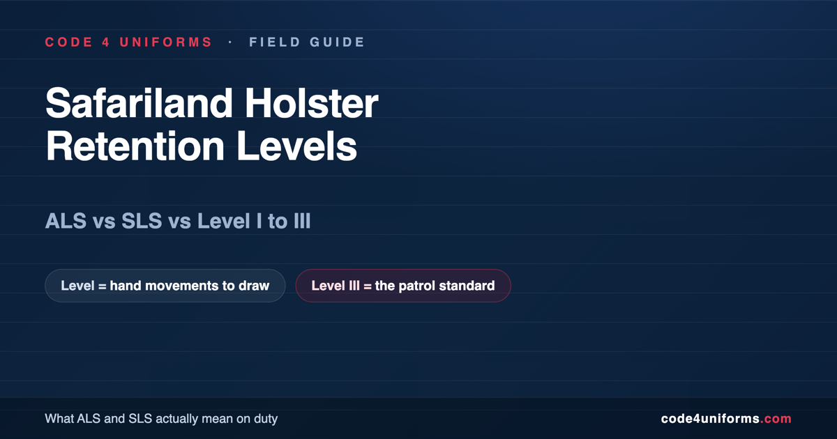 Safariland holster retention levels explained: ALS vs SLS vs Level I to III. A retention level is the number of hand movements needed to draw.
