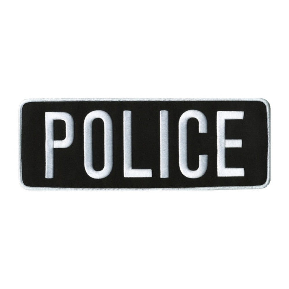 Hero's Pride POLICE Back Patch - White/Black - 11''x4''