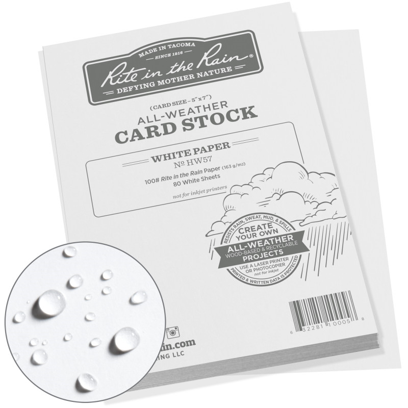 Rite in the Rain All-Weather Card Stock Paper - 8.5 x 11 - 80 White Sheets