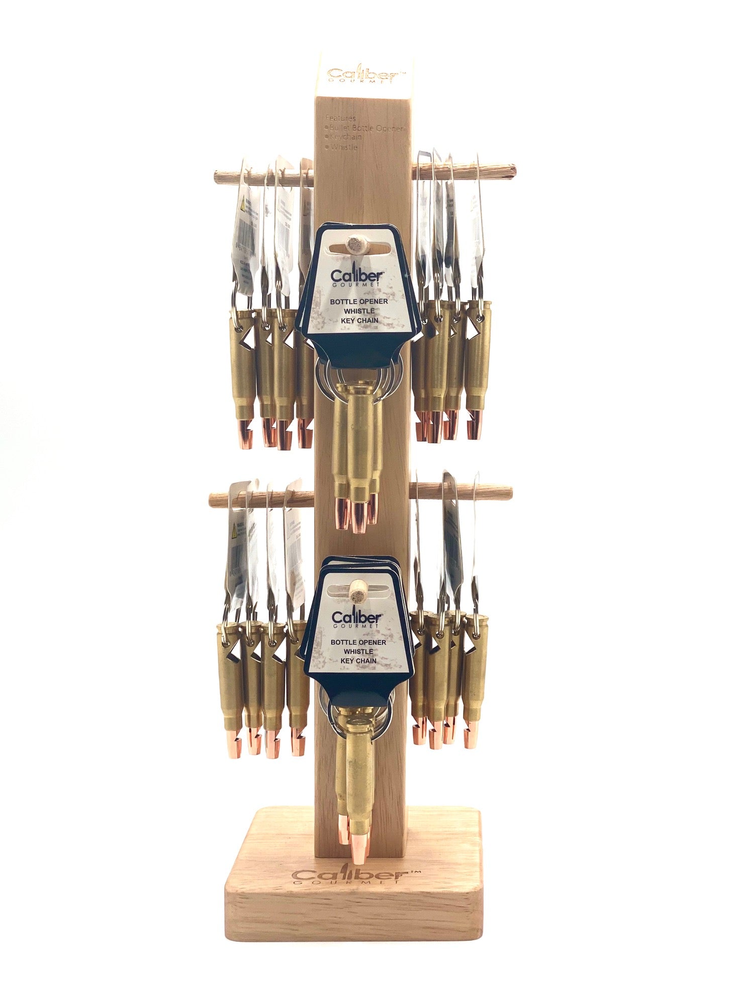Caliber Gourmet Bottle Opener and Whistle Keychain Display