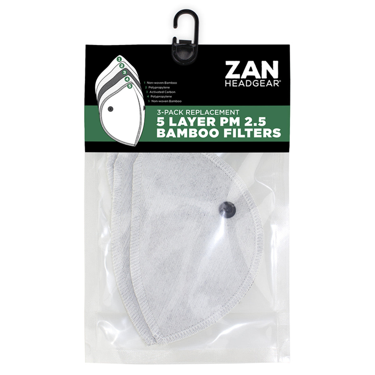 Zan Headgear Neo-X Bamboo Removable PM2.5 Filter 3 Pack