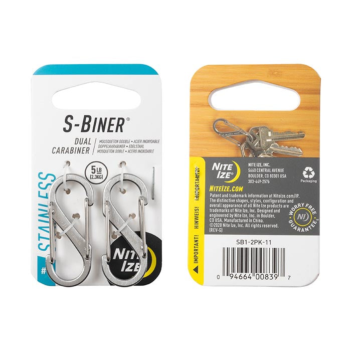 Nite-Ize S-Biner Stainless Steel Dual Carabiner #1 - 6 Pack - Stainless