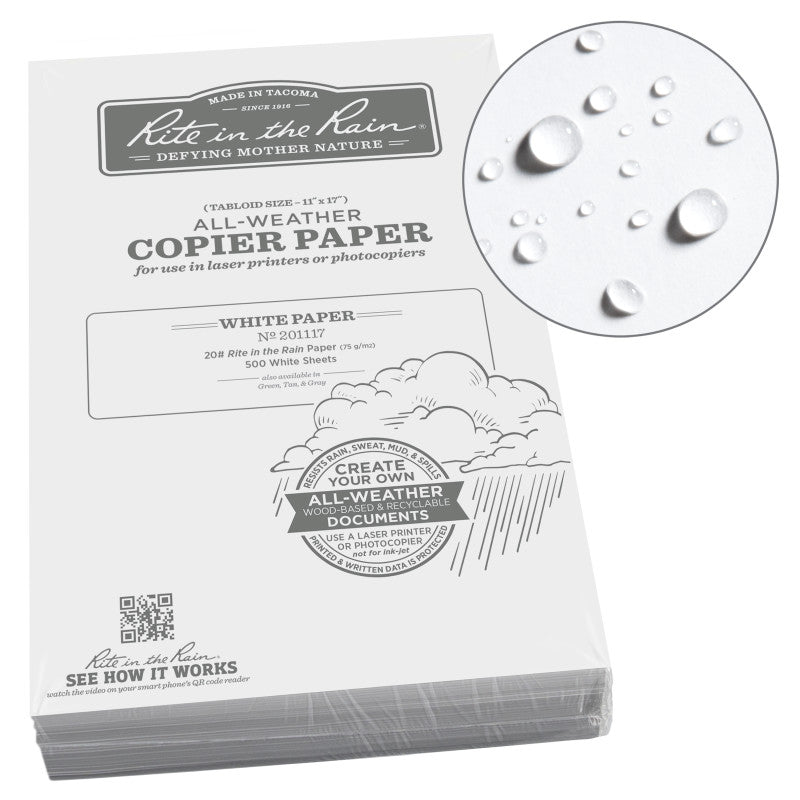 Rite in the Rain Printer Paper - 11 X 17 - 500 White Sheets