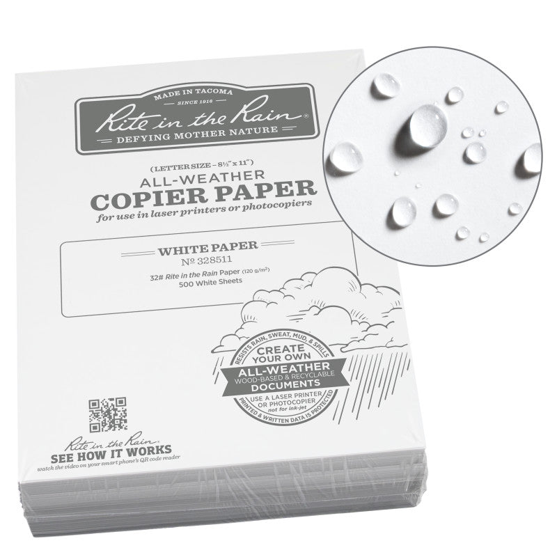 Rite in the Rain Printer Paper - 32# Ledger - 8.5 x 11 White