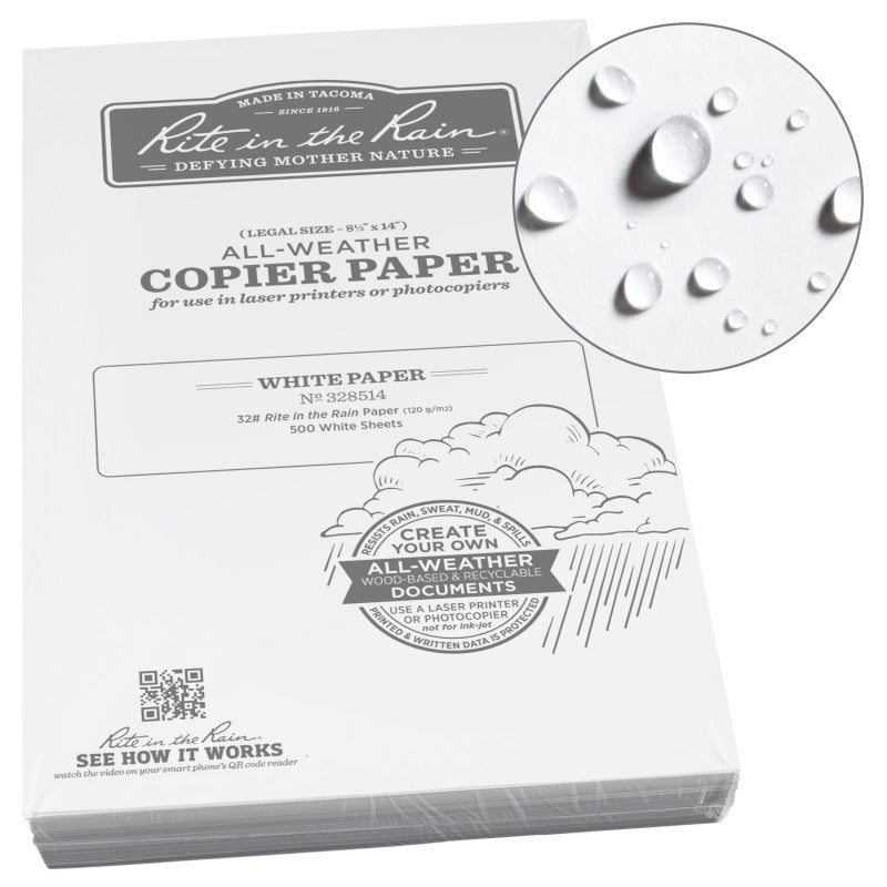 Rite in the Rain Printer Paper - 32# Ledger - 8.5 x 14 White