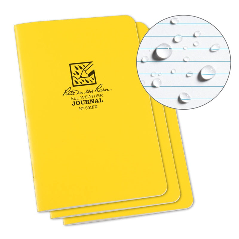 Rite in the Rain Fabrikoid Stapled Notebook - 4.625 x 7 Journal - 3 Pack