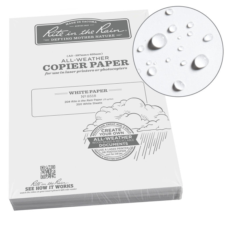 Rite in the Rain All-Weather Printer Paper - 29.7cm x 42cm - 200 Sheets - White