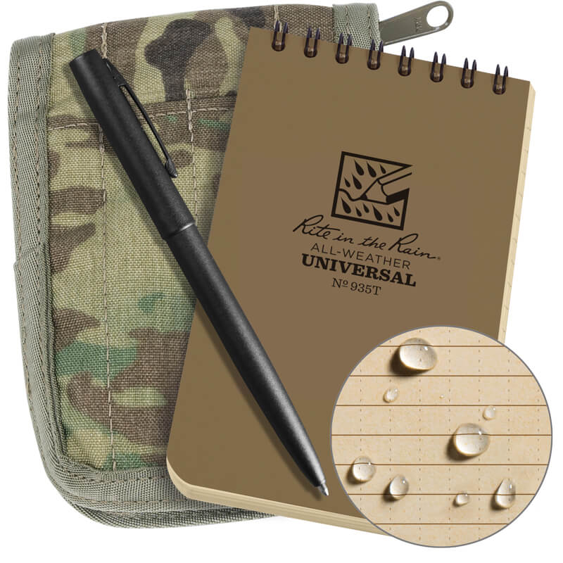 Rite in the Rain Cordura 4.25 x 6 Top Bound Notebook Kit - Tan Book / Multicam Cover