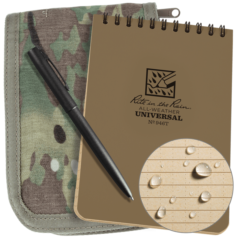 Rite in the Rain Cordura 5.25 x 7.25 Top Bound Notebook Kit - Tan Book / Multicam Cover