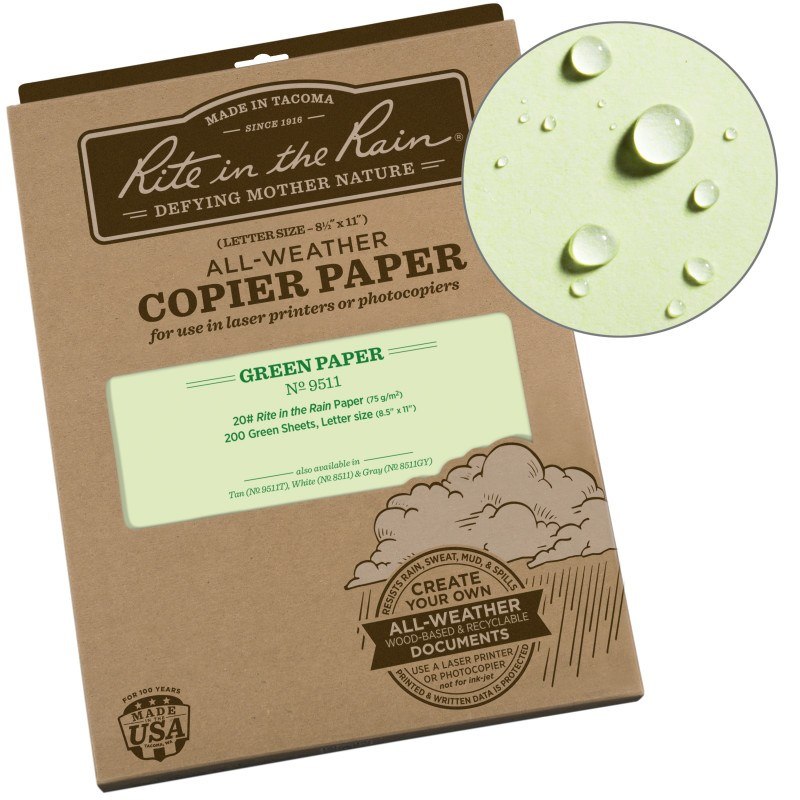 Rite in the Rain Printer Paper - 8.5 x 11 - 200 Green Sheets