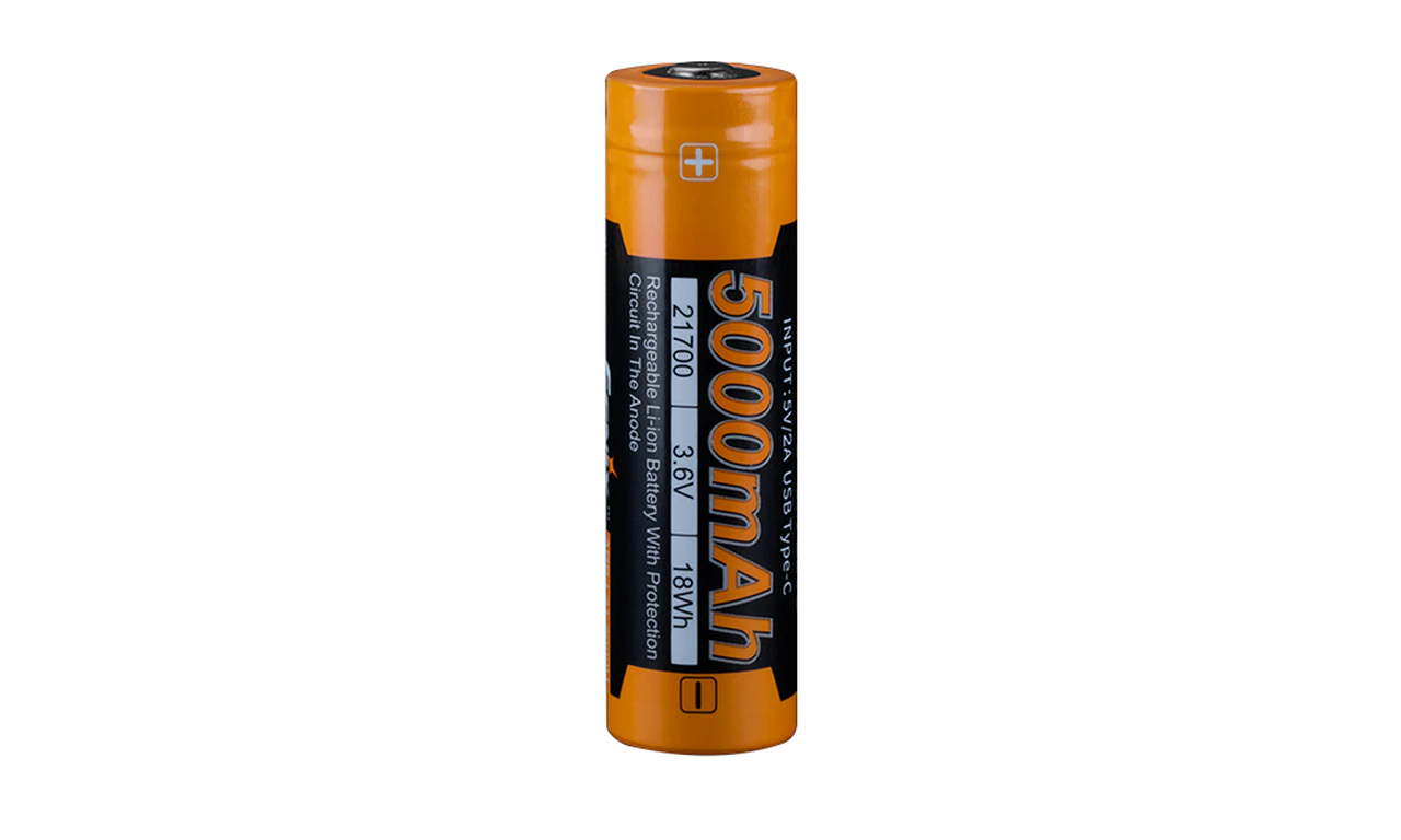 Fenix Fenix Li-Ion 21700 (3.6 V) 5000 mAH Rechargeable Battery  with USB Ports and Protection Circuits (new)
