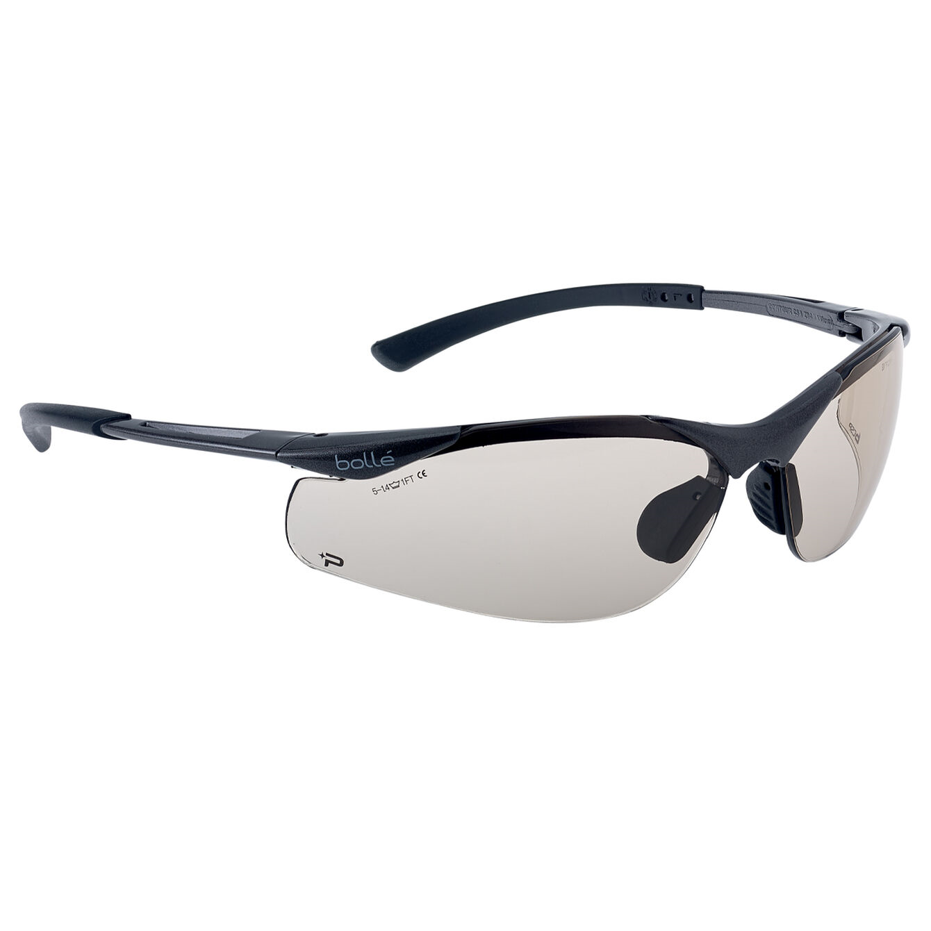 Bolle CONTOUR II (SIDEWINDER) SAFETY SPECTACLES PC CSP BROWN PLATINUM NYLON RUBBER HALF FRAME