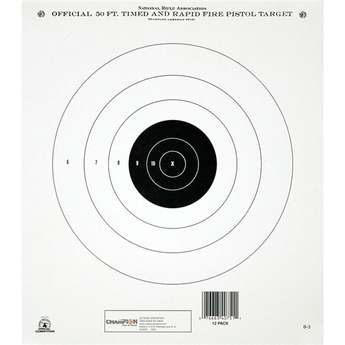 Champion Targets Champion Targets 40751 NRA (National Rifle Association) Targets, 50 Foot Timed & Rapid Fire, 12 Pack