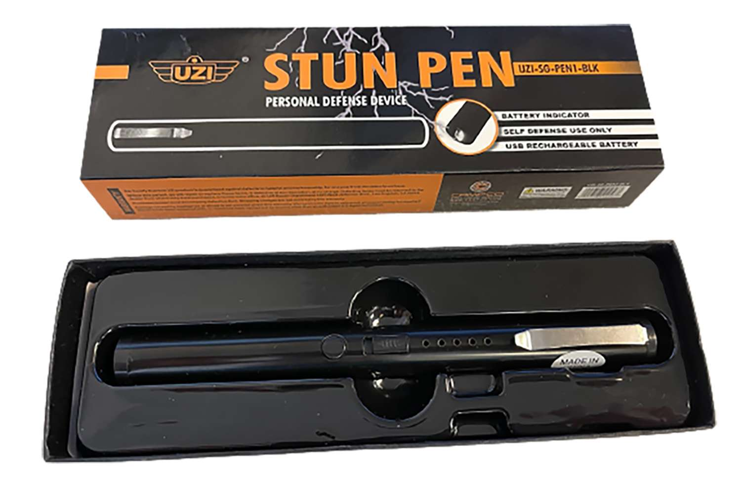 UZI Defense Stun Pen w/ Clip - Black