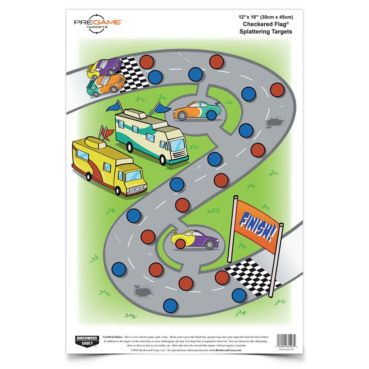 Birchwood Casey PREGAME 12 x 18 Inch Checkered Flag, 8 Targets