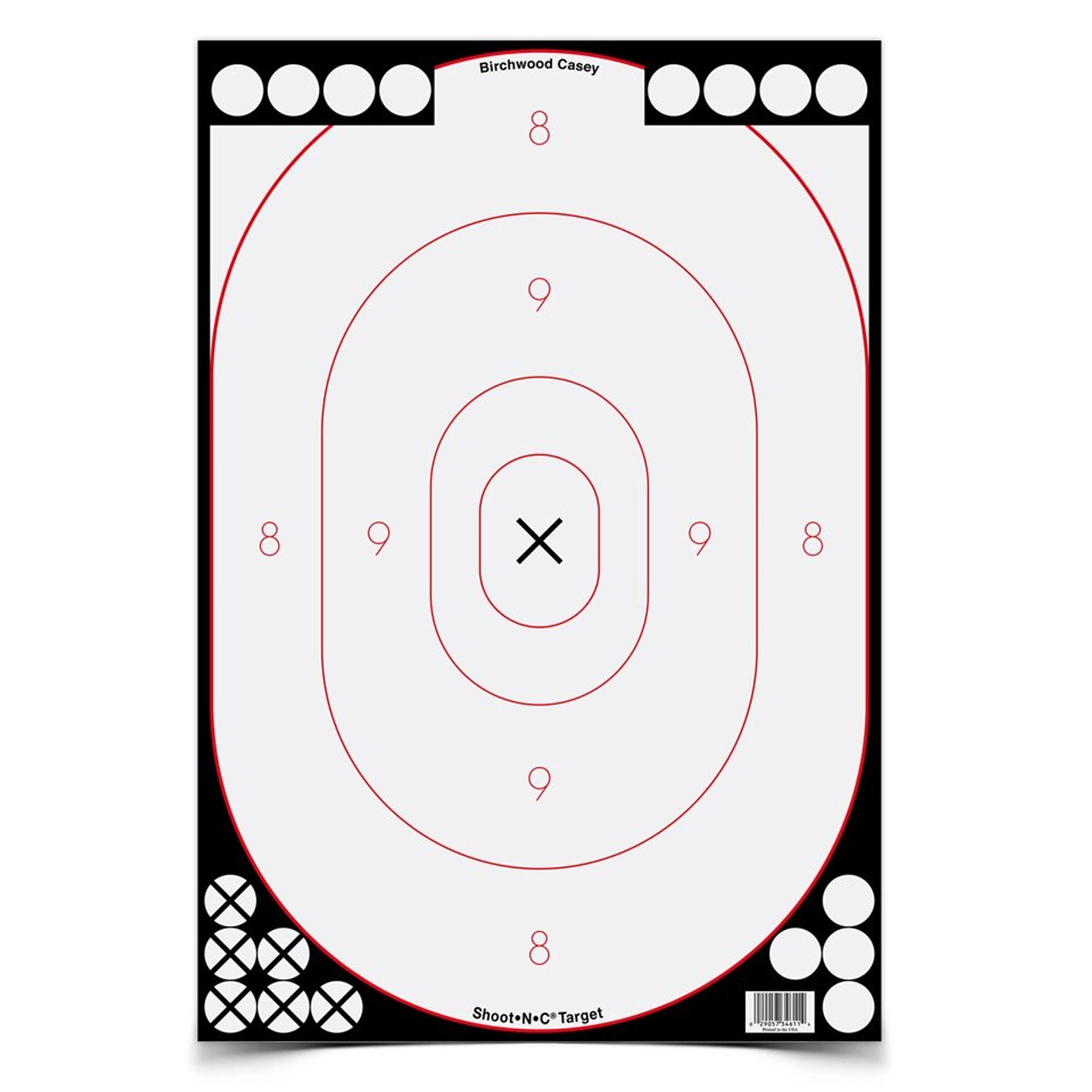 Birchwood Casey Shoot-N-C 12 x 18 Inch White / Black Silhouette, 5 Targets - 90 Pasters