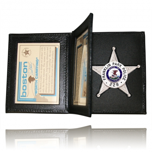 Boston Leather Book Style Badge Case, Double Id