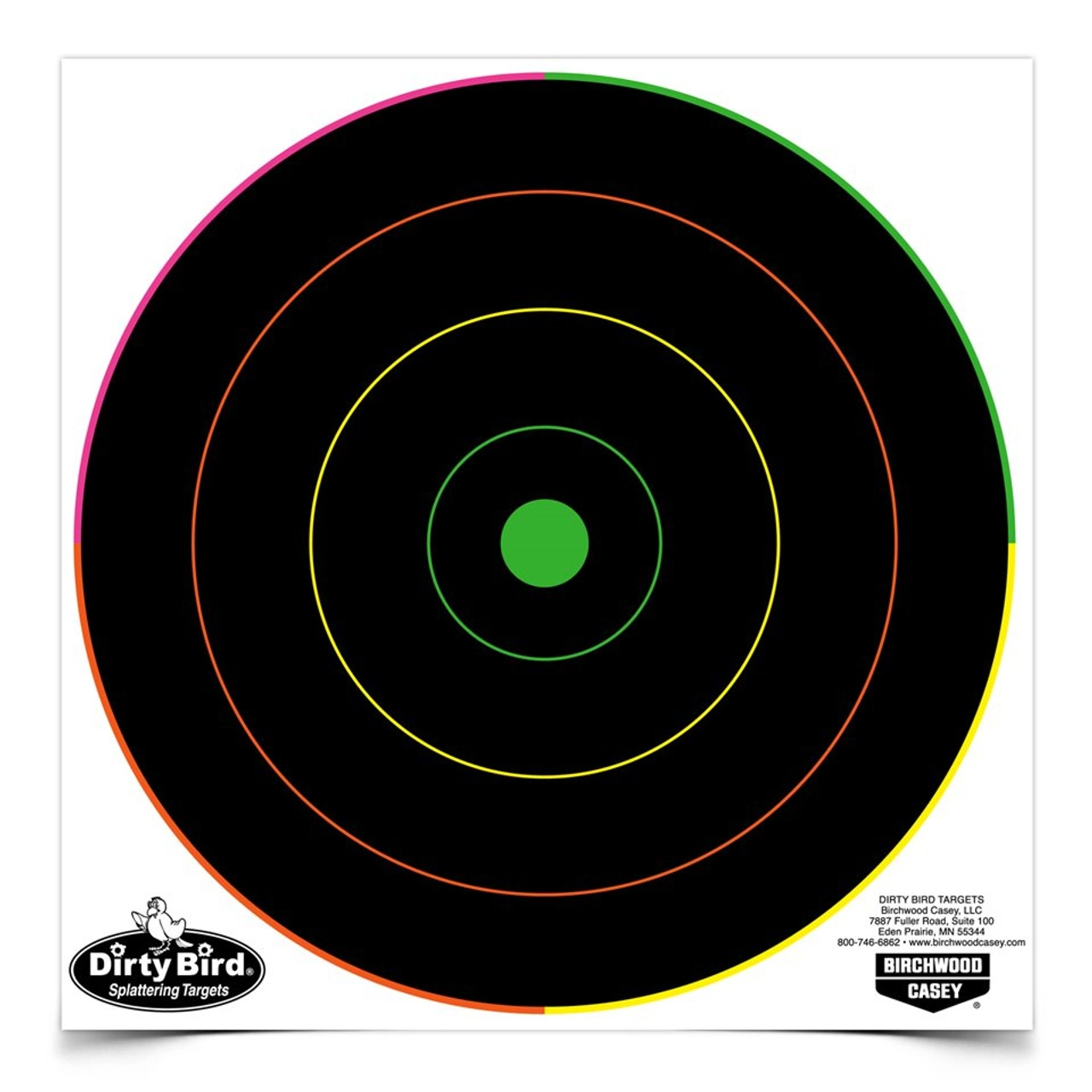 Birchwood Casey Dirty Bird 8 Inch Multi-Color Bull's-Eye Target, 20 Targets