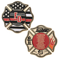 Thin Blue Line Firefighter's Prayer - Thin Red Line Challenge Coin