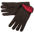 MCR Safety Large Brown Jersey Red Fleece Lined