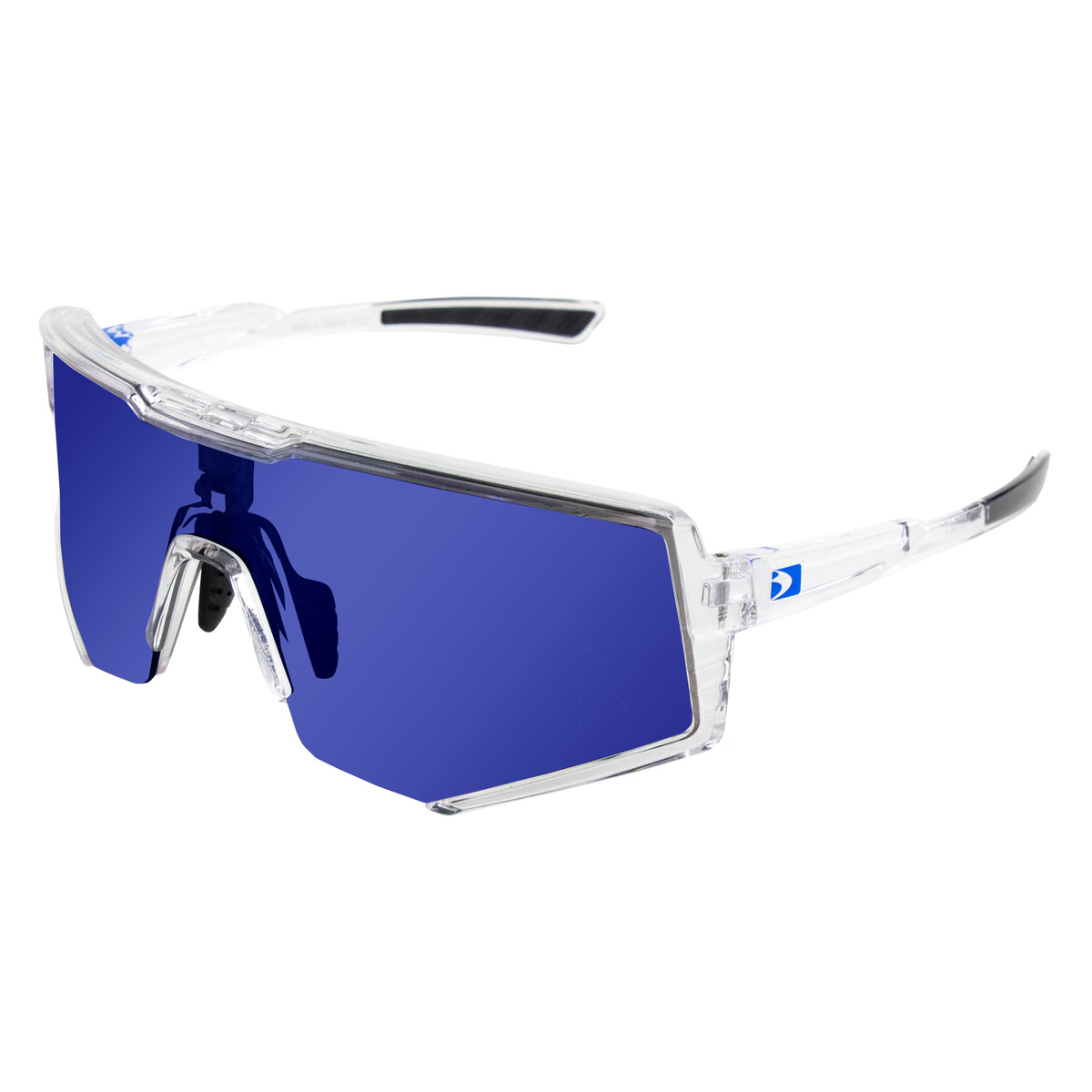 Bobster Sprocket Sunglasses - Crystal Clear Frame w/ Blue Mirror Lens