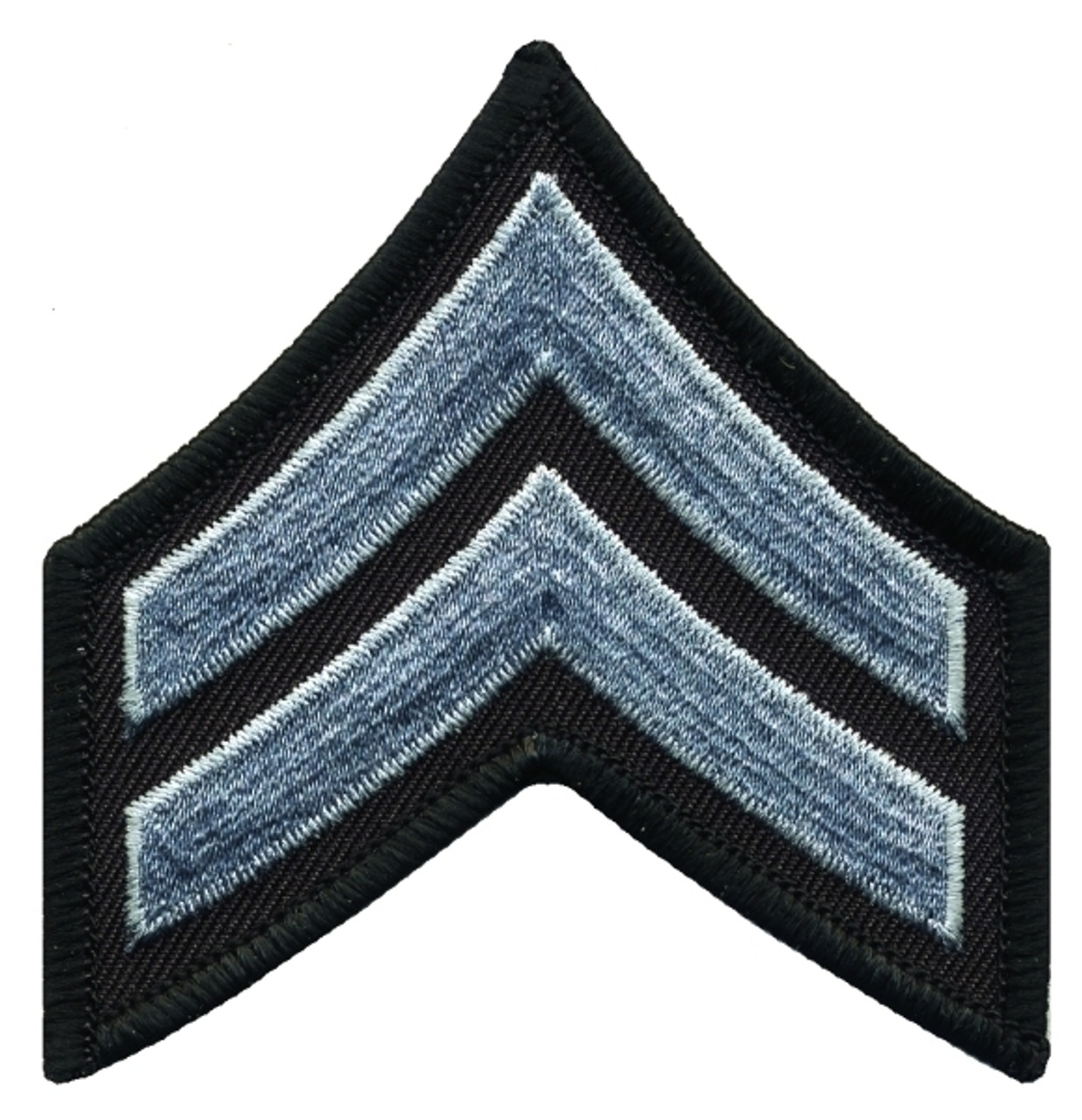 Hero's Pride Medium 3'' Gray/Black Corporal Chevrons w/ Merrowed Border