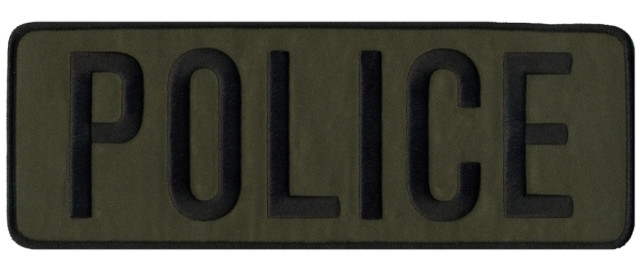 Hero's Pride POLICE Back Patch - Black/Olive Drab - 11''x4''