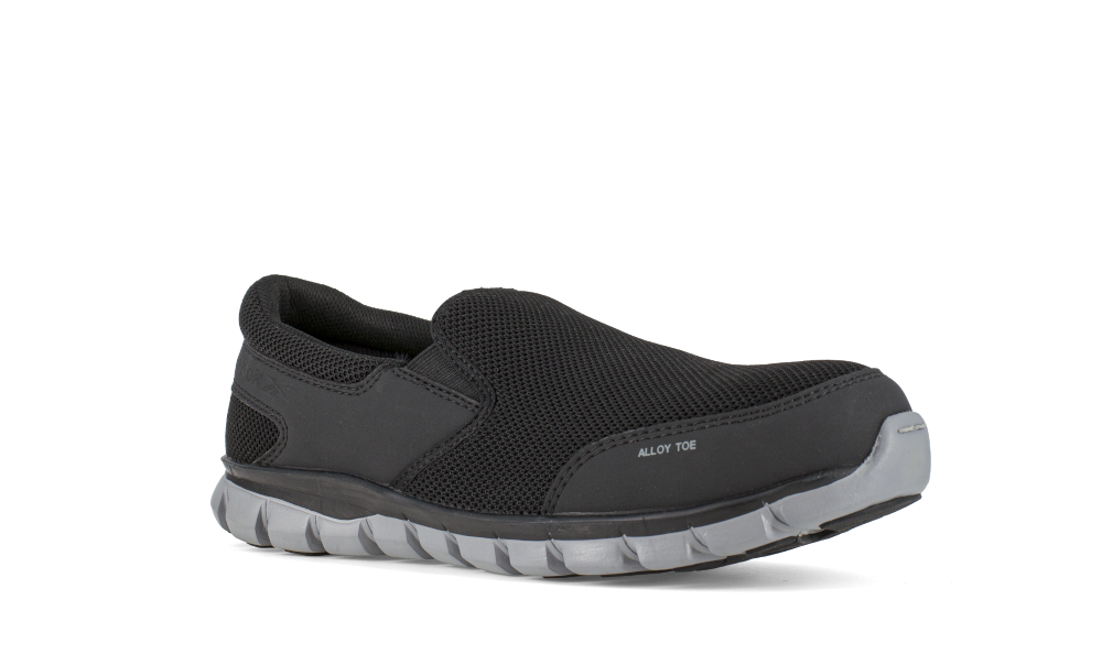 Reebok Sublite Cushion Work Athletic Slip-On Shoe w/ Alloy Toe - Black