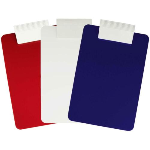 Saunders Antimicrobial Plastic Clipboard - Letter/A4 Size - Red/White/Blue 3-Pack