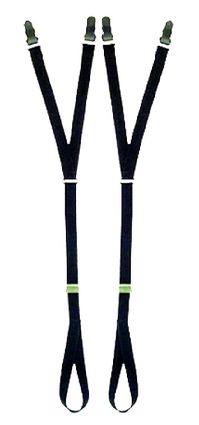 Hero's Pride Shirt Holders Adjustable w/ Button Clasp & Foot Loop Y-Style Strap - Black