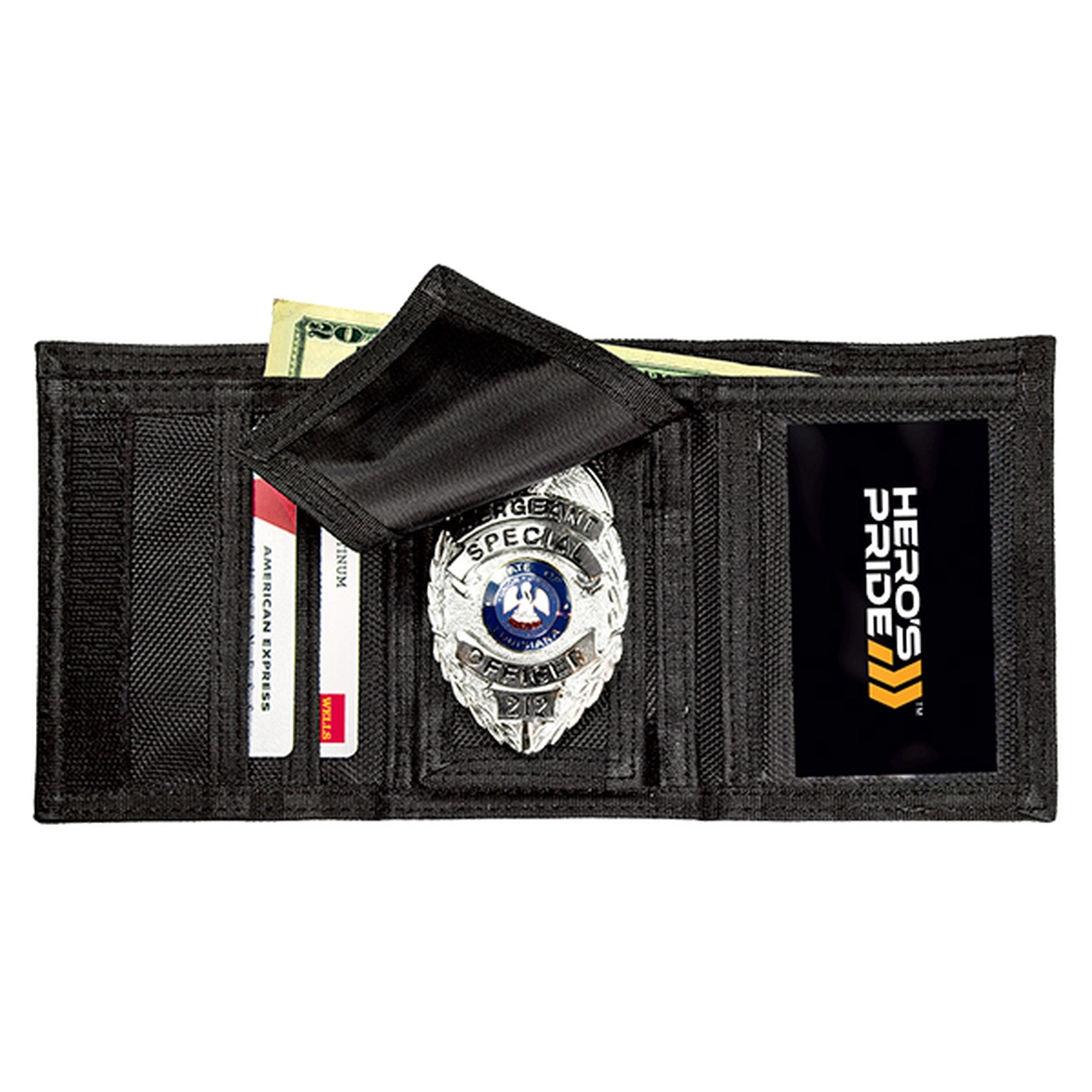 Hero's Pride Deluxe Ballistic Tri-Fold Wallet w/ Removable Badge