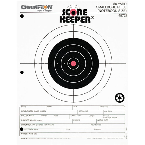 Champion Targets Champion Targets 45721 Score Keeper Fluorescent Orange & Black Bullseye Target, 50 Yard Small Bore Notebook, 12 Pack