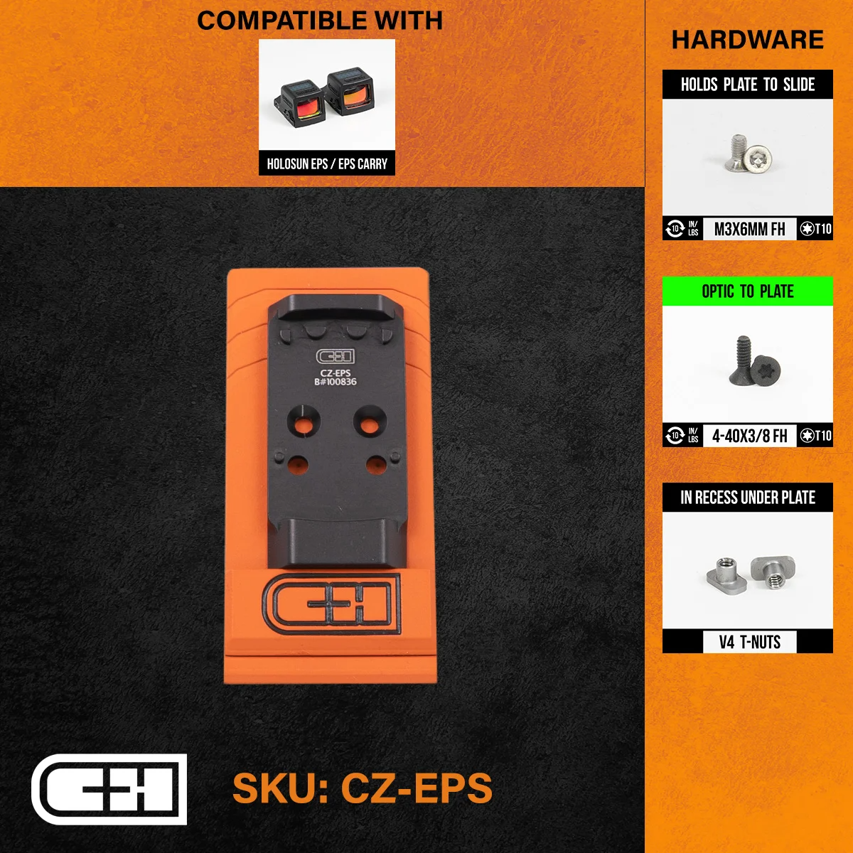 C&H Precision Optics Adapter Plate - CZ P-10 V4 MIL/LEO
