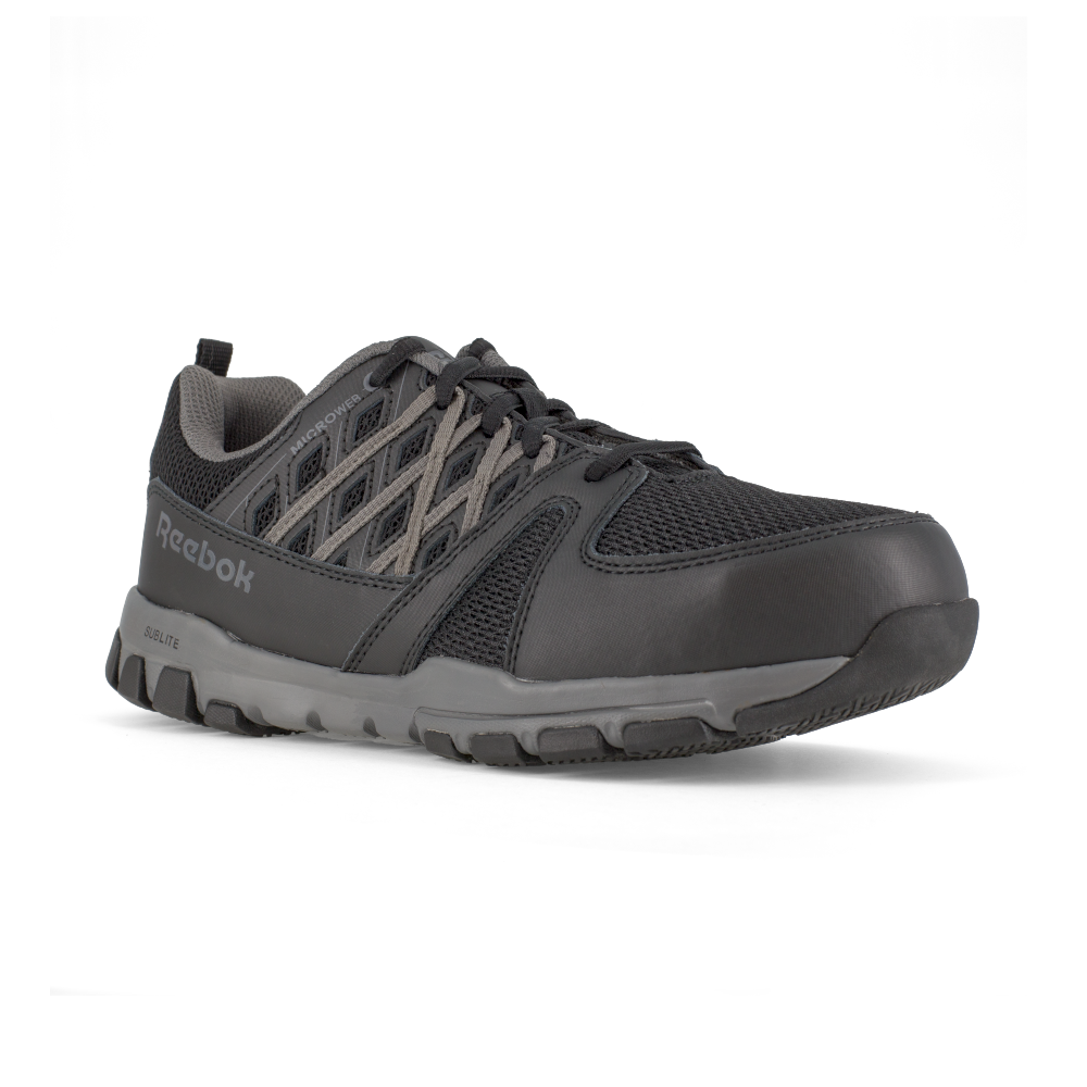 Reebok Sublite Work Athletic Shoe w/ Steel Toe - Black/Gray