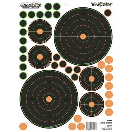 Champion Targets Champion Targets 46138 Adhesive Visicolor Targets, 50 Yard Sight-In Bullseye, 5 Pack