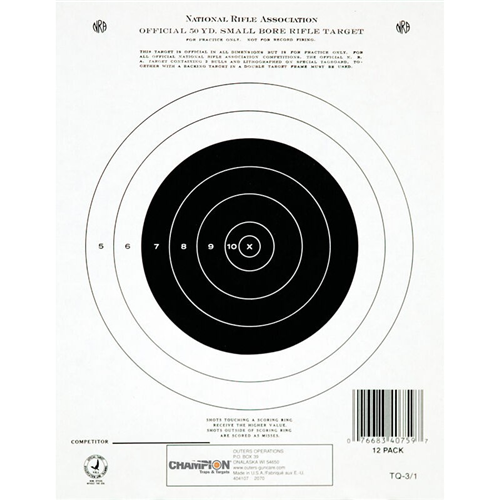 Champion Targets Champion Targets 40759 NRA (National Rifle Association) Targets, 50 Yard Single Bullseye, 12 Pack