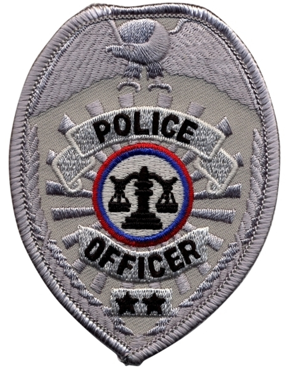 Hero's Pride POLICE OFFICER Badge Patch - Silver - 2.5''x3.5''
