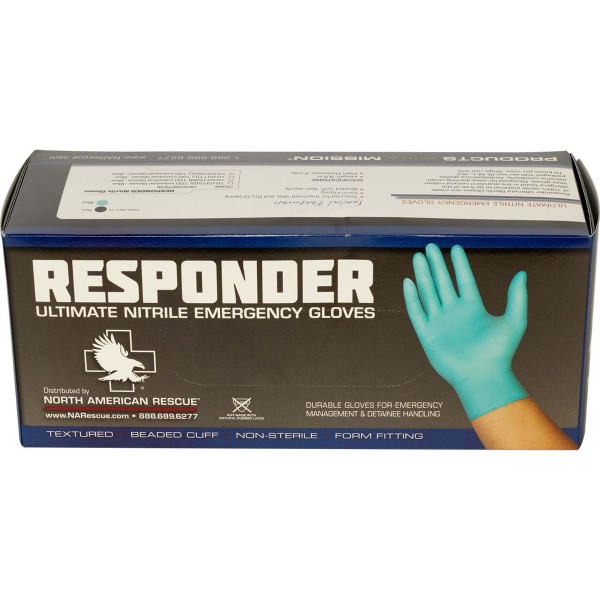 North American Rescue Responder Blue Nitrile Gloves - Box of 100