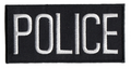 Hero's Pride POLICE Chest Patch - White/Black - 4''x2'' - Heat Seal