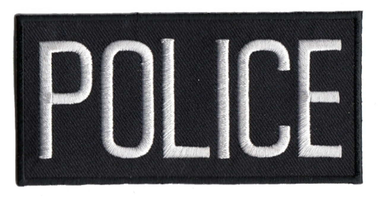 Hero's Pride POLICE Chest Patch - White/Black - 4''x2'' - Heat Seal
