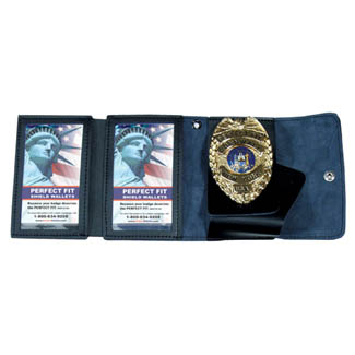 Perfect Fit Non Recessed Badge & Double ID Case w/ Snap Closure - 3.25''x4.25''