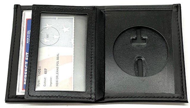 Perfect Fit Dress Leather Badge Wallet w/ CC Slots & Double Sided ID Section