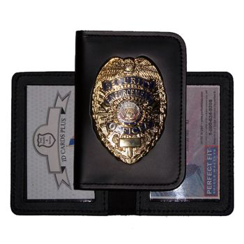 Perfect Fit Duty Leather Book Style Case w/ Double ID & Outside Mount - 3.25''x4.63''