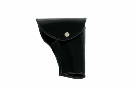 Boston Leather Black Full Grain Leather Flap Holster Plain Fits Glock With Gold Snap