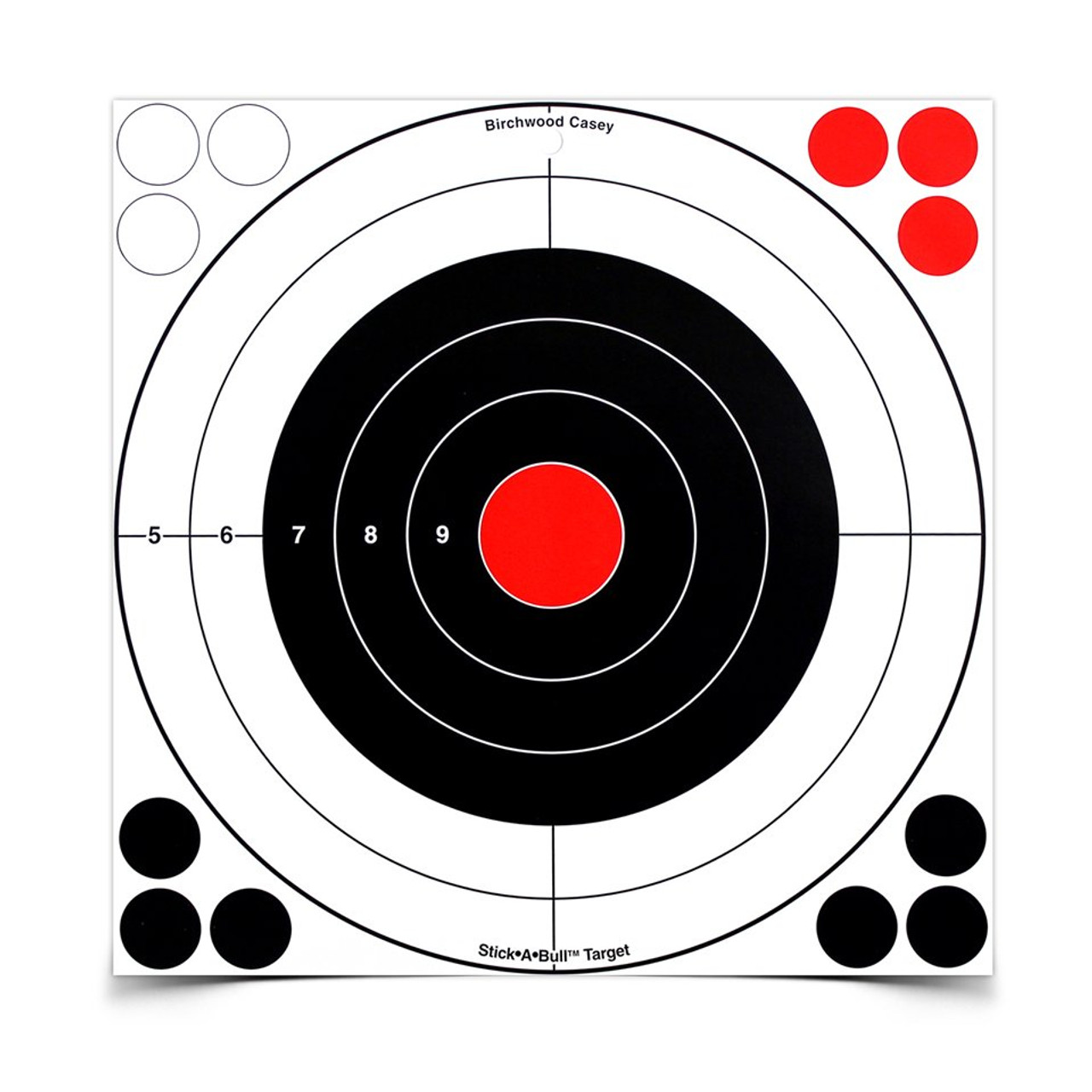 Birchwood Casey Stick-A-Bull 12 Inch Adhesive Bull's-Eye, 5 Targets - 60 Pasters
