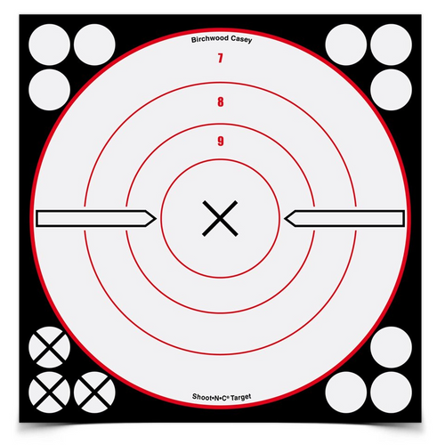 Birchwood Casey Shoot-N-C 8 Inch White / Black X Bull's-Eye, 6 Targets
