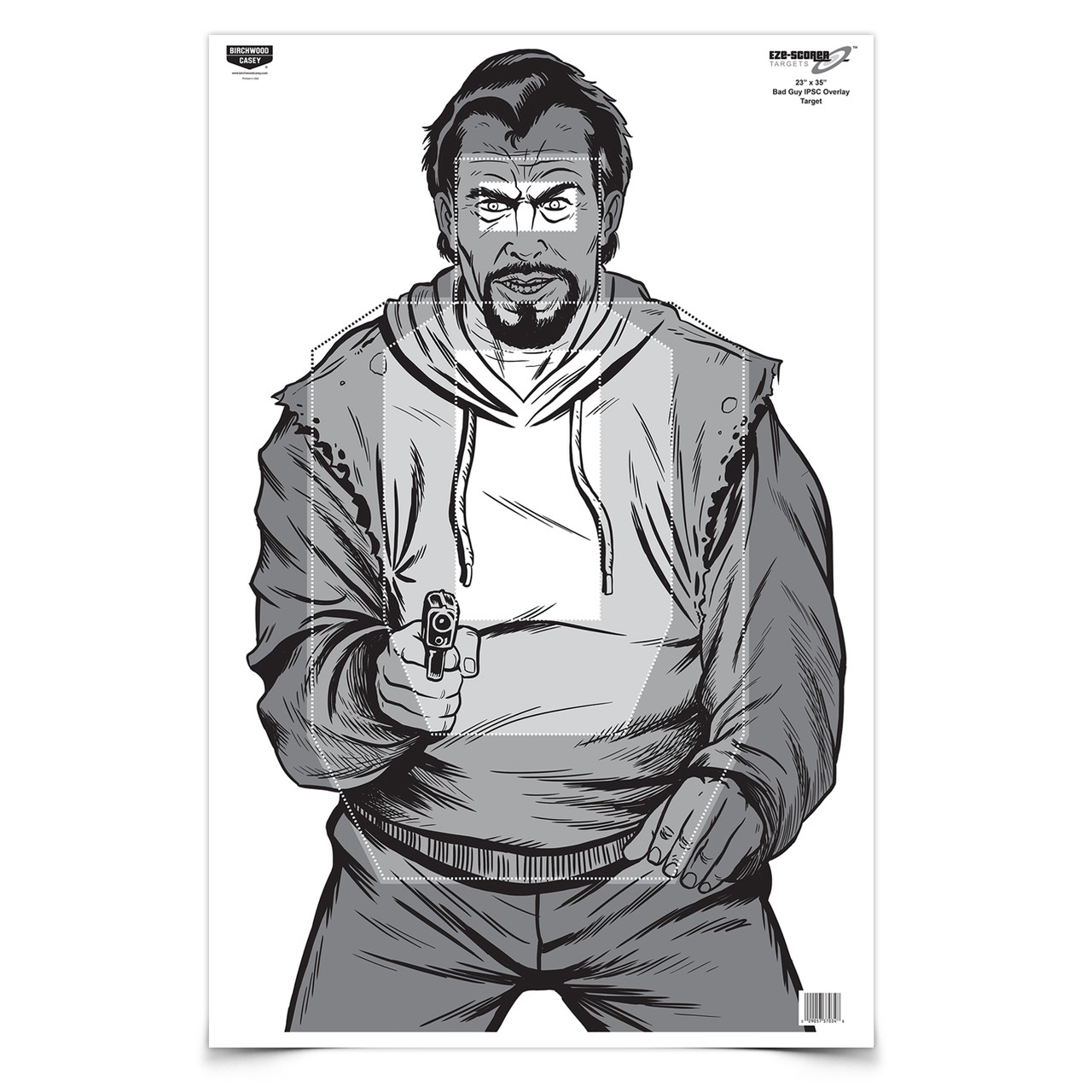 Birchwood Casey Eze-Scorer 23 x 35 Bad Guy IPSC Overlay, 100 Targets