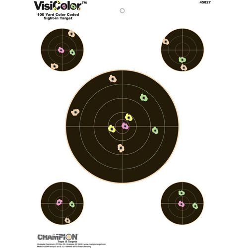 Champion Targets Champion Targets 45827 Adhesive Visicolor Targets, 5 Bullseye, 10 Pack