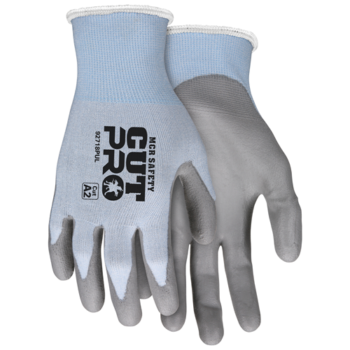 MCR Safety Cut Pro,18ga,Blue HPPE, Gray PU